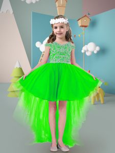 New Arrival Zipper Off The Shoulder Beading Little Girls Pageant Gowns Tulle Sleeveless