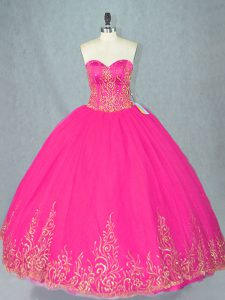 Trendy Tulle Sleeveless Floor Length 15th Birthday Dress and Beading