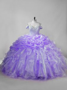 Excellent Ball Gowns Sleeveless Lavender Ball Gown Prom Dress Brush Train Lace Up