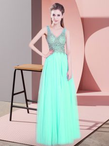 New Style Floor Length Empire Sleeveless Apple Green Prom Dress Zipper