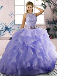 Luxury Ball Gowns Sleeveless Lavender Quinceanera Dress Zipper