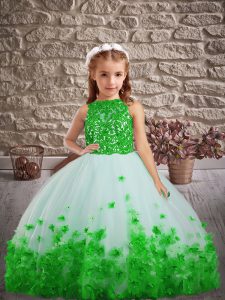 Charming Floor Length Multi-color Pageant Dress for Girls High-neck Sleeveless Backless