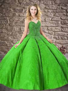 Amazing Green Sleeveless Floor Length Beading Lace Up Quinceanera Dresses