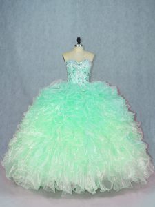 Dynamic Teal 15 Quinceanera Dress Sweet 16 and Quinceanera with Beading and Ruffles Sweetheart Sleeveless Lace Up