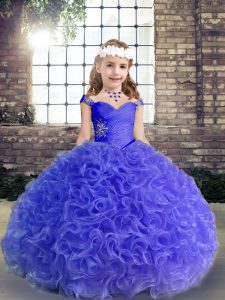 Sleeveless Beading and Ruching Lace Up Child Pageant Dress