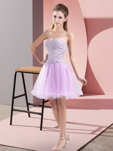 Sumptuous Mini Length Lavender Prom Evening Gown Sweetheart Sleeveless Zipper