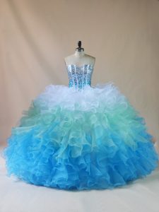 Sexy Sweetheart Sleeveless Lace Up Quinceanera Gowns Multi-color Organza