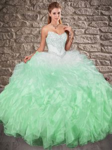 New Style Multi-color Sweetheart Neckline Beading and Ruffles Quinceanera Gown Sleeveless Lace Up