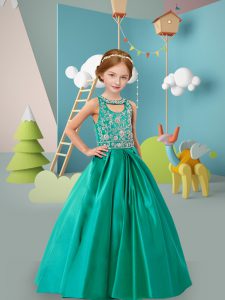 Turquoise Little Girls Pageant Dress Wedding Party with Beading Scoop Sleeveless Zipper