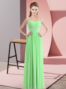 Luxurious Sleeveless Chiffon Floor Length Zipper Prom Dresses in with Beading