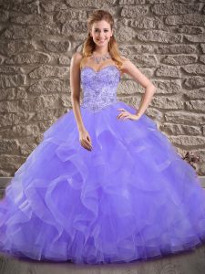 Charming Lavender Quinceanera Dresses Military Ball and Sweet 16 and Quinceanera with Beading and Ruffles Sweetheart Sle