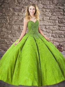 High End Floor Length Lace Up Sweet 16 Dresses for Military Ball and Sweet 16 and Quinceanera with Beading