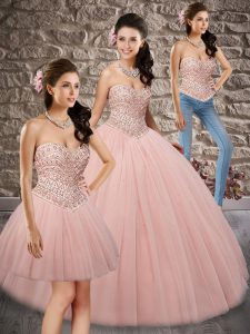 Excellent Sleeveless Beading Lace Up Quinceanera Dress