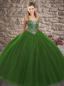 Floor Length Dark Green Quinceanera Gowns Sweetheart Sleeveless Lace Up