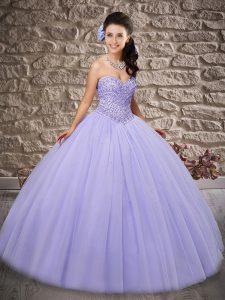 Lavender Sweetheart Neckline Beading Quinceanera Gowns Sleeveless Lace Up