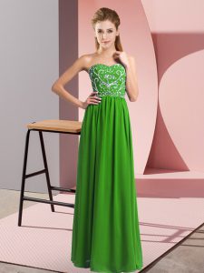 Sumptuous Green Empire Sweetheart Sleeveless Chiffon Floor Length Lace Up Beading Red Carpet Gowns