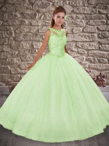 Sequined Sleeveless Floor Length Ball Gown Prom Dress and Beading