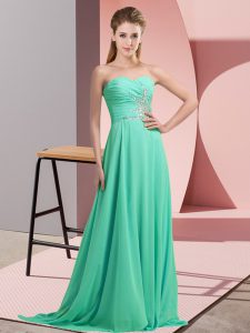 Apple Green Sweetheart Lace Up Beading and Appliques Homecoming Dress Sleeveless