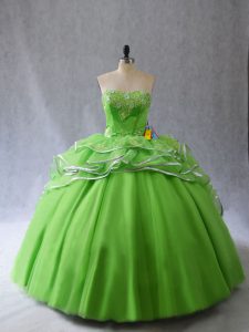 Appliques and Ruffles Quinceanera Dress Lace Up Sleeveless Brush Train