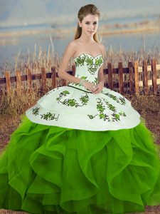Shining Floor Length Green Vestidos de Quinceanera Sweetheart Sleeveless Lace Up