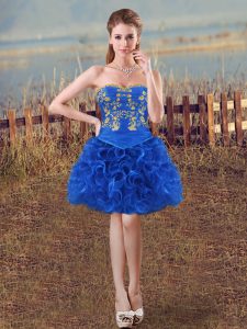 Sweetheart Sleeveless Lace Up Prom Evening Gown Royal Blue Organza