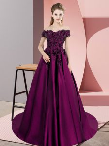 Romantic Purple Off The Shoulder Neckline Lace Vestidos de Quinceanera Sleeveless Zipper