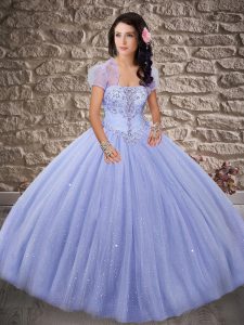 Latest Lavender Sweet 16 Quinceanera Dress Military Ball and Sweet 16 and Quinceanera with Beading Strapless Sleeveless 