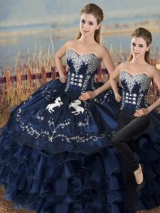 High End Sleeveless Embroidery and Ruffles Lace Up Sweet 16 Quinceanera Dress