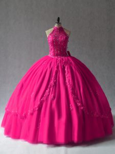 Tulle Sleeveless Floor Length Sweet 16 Dress and Appliques