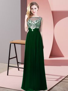 Green Sleeveless Beading Floor Length Prom Dress