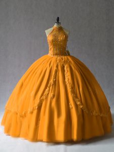 Great Orange Quinceanera Gown Tulle Beading