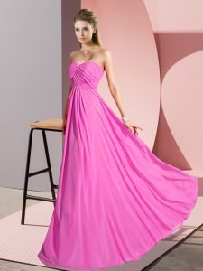 Free and Easy Sweetheart Sleeveless Lace Up Prom Evening Gown Rose Pink Chiffon