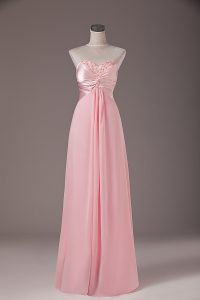 Noble Baby Pink Sweetheart Neckline Beading Dress for Prom with Shawl Sleeveless Lace Up