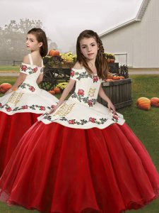 Cheap Red Sleeveless Lace Up Little Girls Pageant Dress Wholesale for Party and Wedding Party