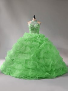 Lace Up Quinceanera Gowns for Sweet 16 and Quinceanera with Beading and Pick Ups Court Train