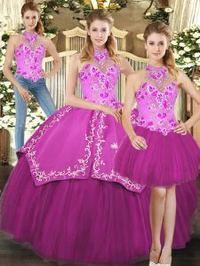 Modern Sleeveless Lace Up Floor Length Embroidery Quinceanera Dresses