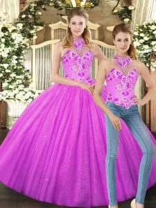 Admirable Sleeveless Lace Up Floor Length Embroidery 15th Birthday Dress