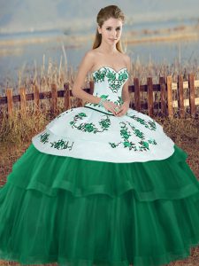 Fantastic Green Sweetheart Lace Up Embroidery and Bowknot Sweet 16 Dress Sleeveless