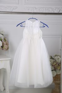 Popular White Empire Lace Flower Girl Dresses for Less Zipper Tulle Sleeveless Floor Length