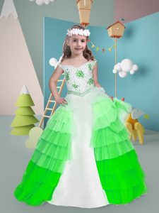 Dazzling Multi-color Sleeveless Tulle Zipper Little Girls Pageant Gowns for Wedding Party