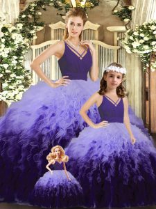 Modern Multi-color Sleeveless Ruffles and Ruching Floor Length Sweet 16 Dresses