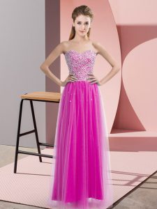 Custom Designed Fuchsia Prom Dress Prom and Party with Beading Sweetheart Sleeveless Lace Up