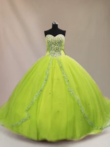 Sleeveless Tulle Court Train Lace Up Sweet 16 Dress for Sweet 16 and Quinceanera