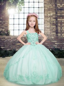 Apple Green Lace Up Pageant Dress Wholesale Beading Sleeveless Floor Length