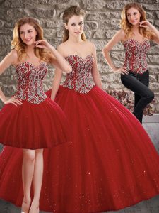 Designer Tulle Sleeveless Floor Length Sweet 16 Quinceanera Dress and Beading