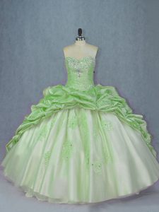 Ball Gowns Organza and Taffeta Sweetheart Sleeveless Beading and Appliques and Pick Ups Lace Up Quinceanera Gowns Brush 