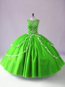 Floor Length Ball Gowns Sleeveless Green Quinceanera Dress Zipper