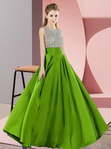 Great Sleeveless Floor Length Beading Backless with