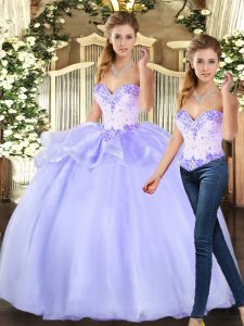 Sophisticated Lavender Sleeveless Organza Lace Up Sweet 16 Dress for Sweet 16 and Quinceanera