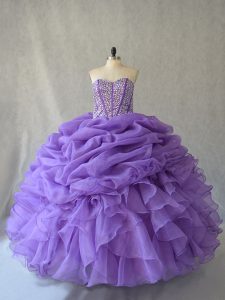 Ideal Lavender Sweetheart Lace Up Beading and Ruffles and Pick Ups Sweet 16 Quinceanera Dress Sleeveless
